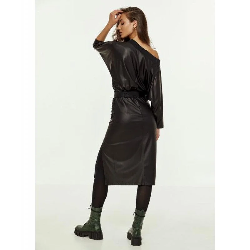 ACCESS FASHION 3316-143 Black Leatherette Dress