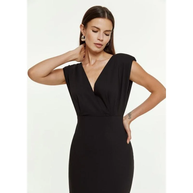 ACCESS FASHION W2-3349 PENCIL V NECK DRESS