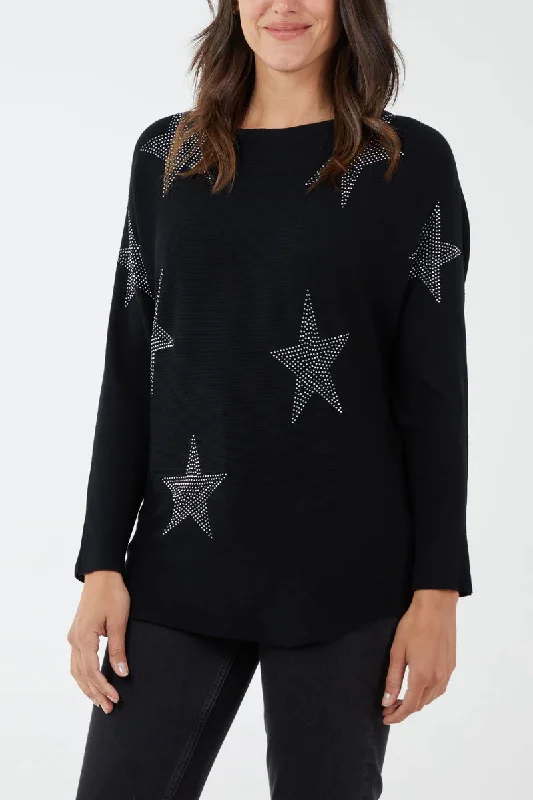 diamante star batwing jumper