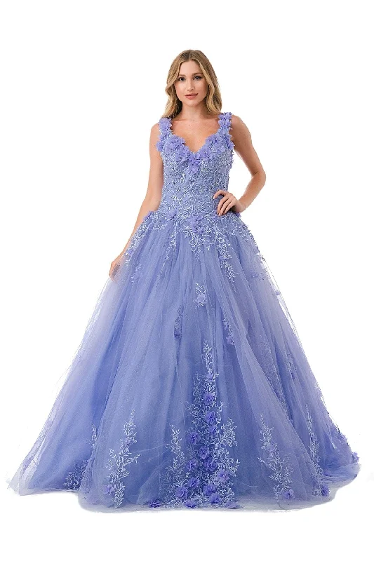 3D Floral Sleeveless Tulle Ball Gown by Coya L2729