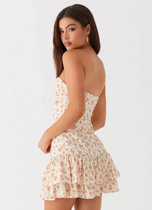 Elowen Daisy Mini Dress - White Ditsy Floral