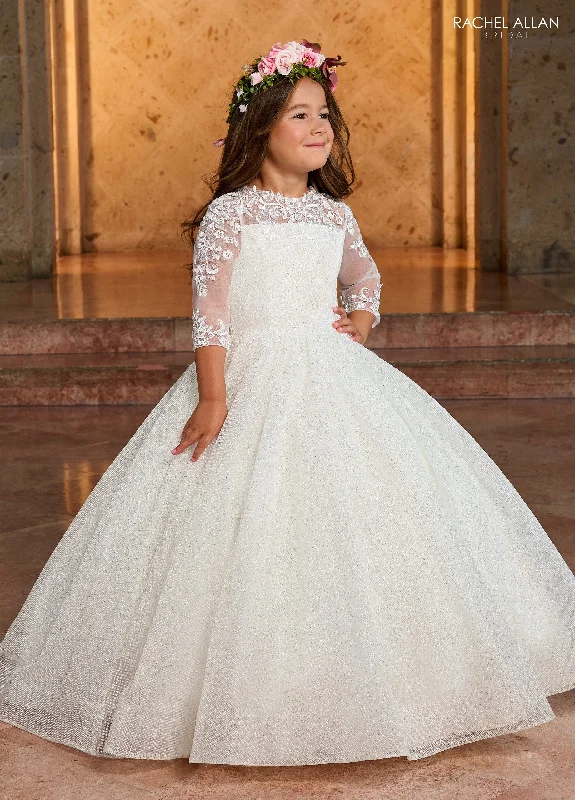 Girls Applique 3/4 Sleeve Gown by Rachel Allan RB9143