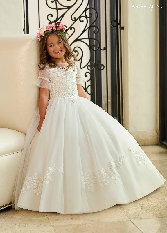 Girls Applique Short Sleeve Gown by Rachel Allan RB9145