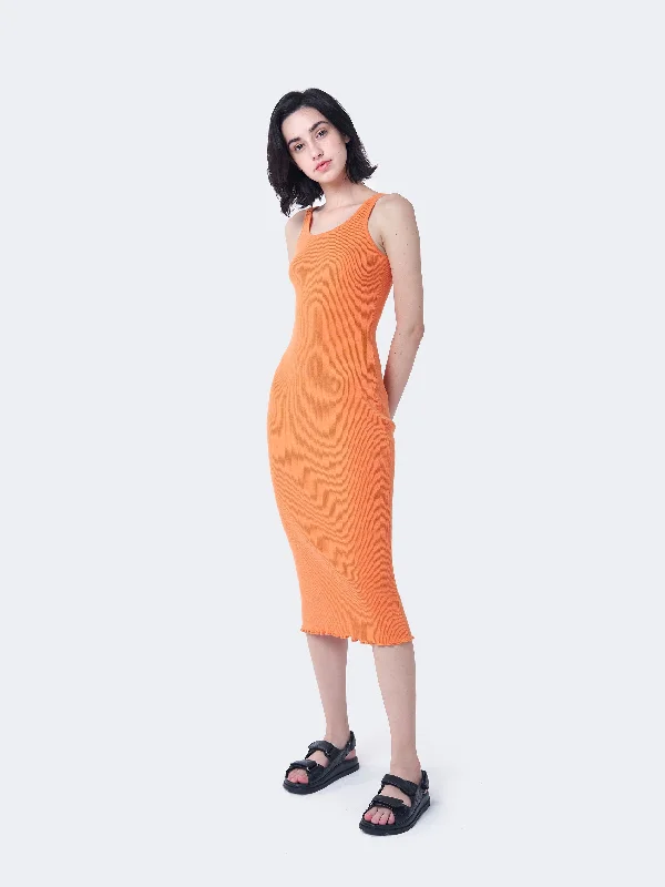 Glamorous Care Orange Ribbed Midi Dress