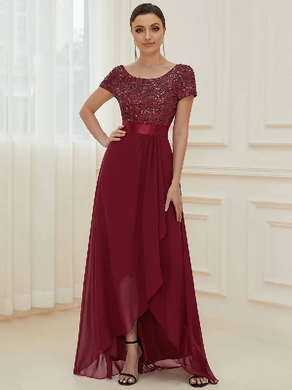 Round Neck A-Line Floor Length Wholesale Evening Dresses