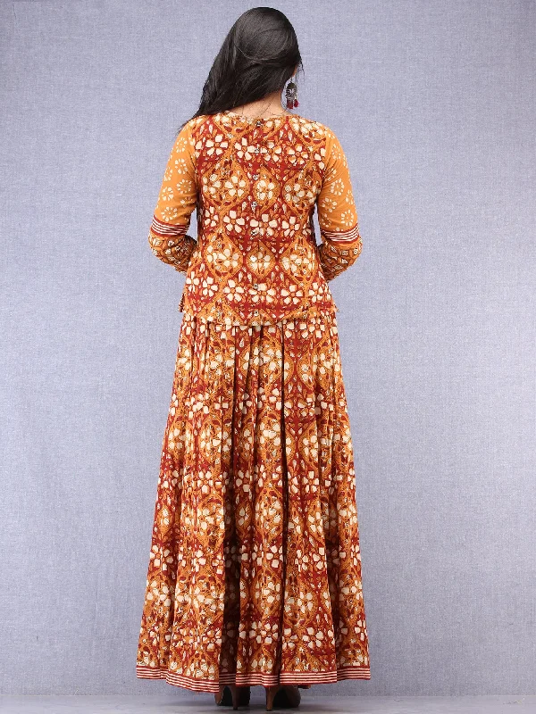 Naaz Futun - Hand Block Printed Long Top & Skirt Dress - DS93F001