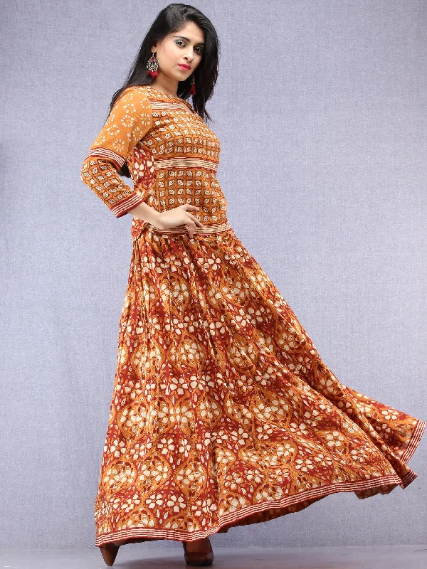 Naaz Futun - Hand Block Printed Long Top & Skirt Dress - DS93F001