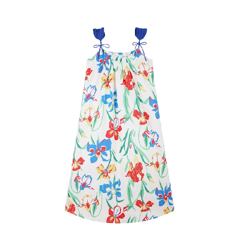 Women's Kawaii Lace-up Floral Printed Slip Dress