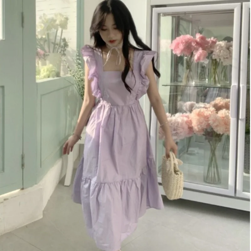 Women's Kawaii Ruffled Backless Dress