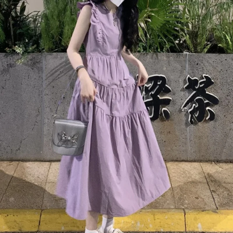 Women's Kawaii Ruffled Sleeved Ruched Dress