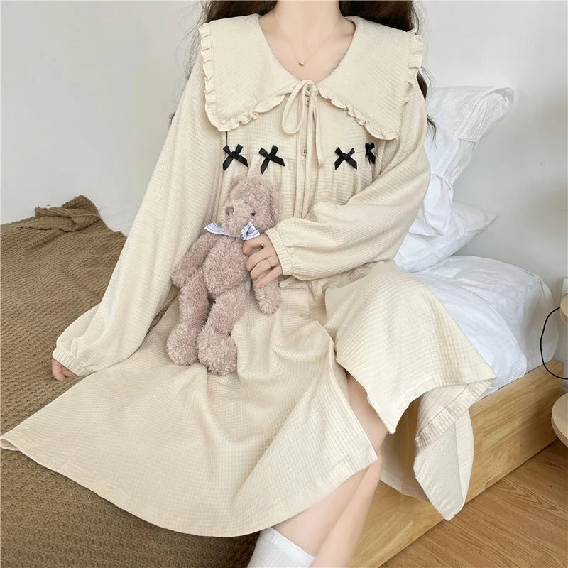 Women's Kawaii Turn-down Collar Bowknot Dress